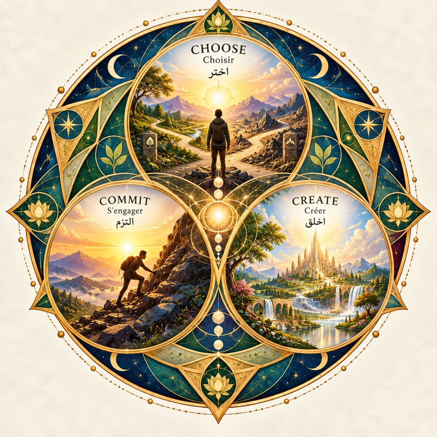 Mandala: Choose · Commit · Create